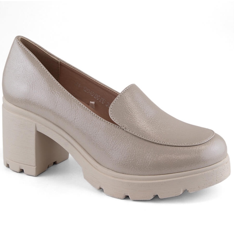 Zapatos slip-on de mujer beige con tacón alto y plataforma Potocki 12040