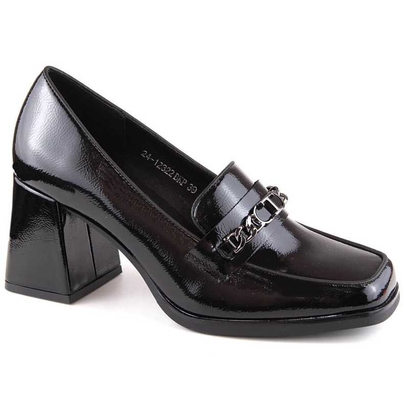 Zapatos de mujer de charol con tacón decorativo, negro Potocki 12322 beige