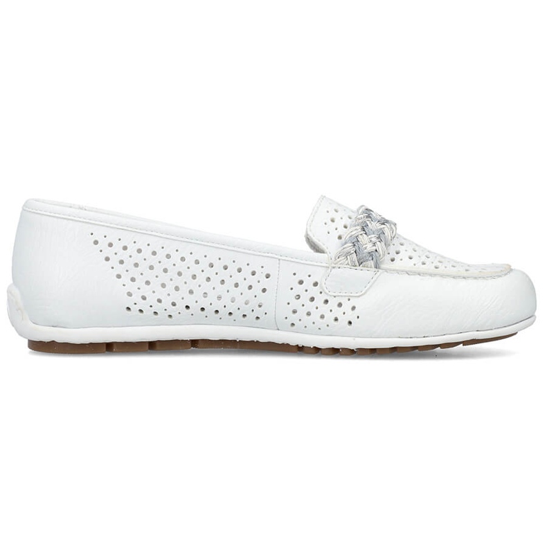 Zapatos mocasines mujer cómodos calados blanco Rieker 46885-80