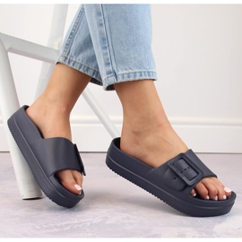 Pantuflas de mujer con plataforma de espuma y hebilla, azul marino Big Star NN274A665