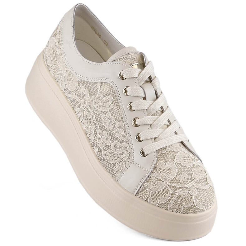 Deportivas de mujer con cordones y plataforma, beige S.Barski HY025