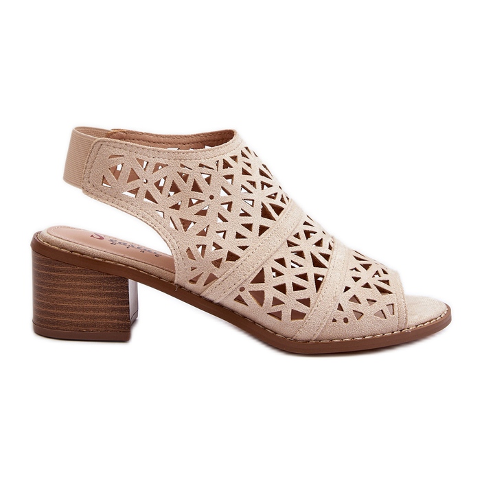 Sandalias Tacón Calado Beige Serapina