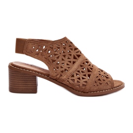 Sandalias Tacón Calado Marrón Serapina