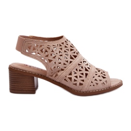 Sandalias Tacón Alto Serapina Calado Desnudo beige