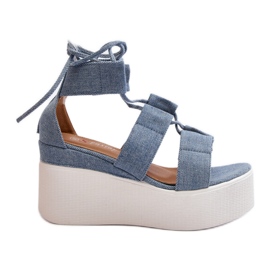 Sandalias Vaqueras Mujer Atadas Azul Helavi Sandalias Vaqueras Mujer Atadas Azul Helavi