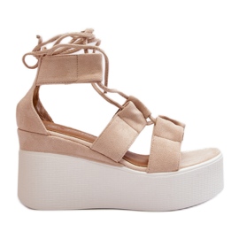 Sandalias atadas de mujer Helavi beige