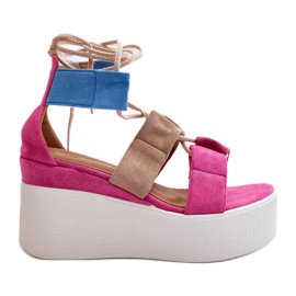 Sandalias atadas Helavi fucsia para mujer rosa