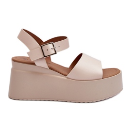 Sandalias Cuña Mujer Geferia Beige