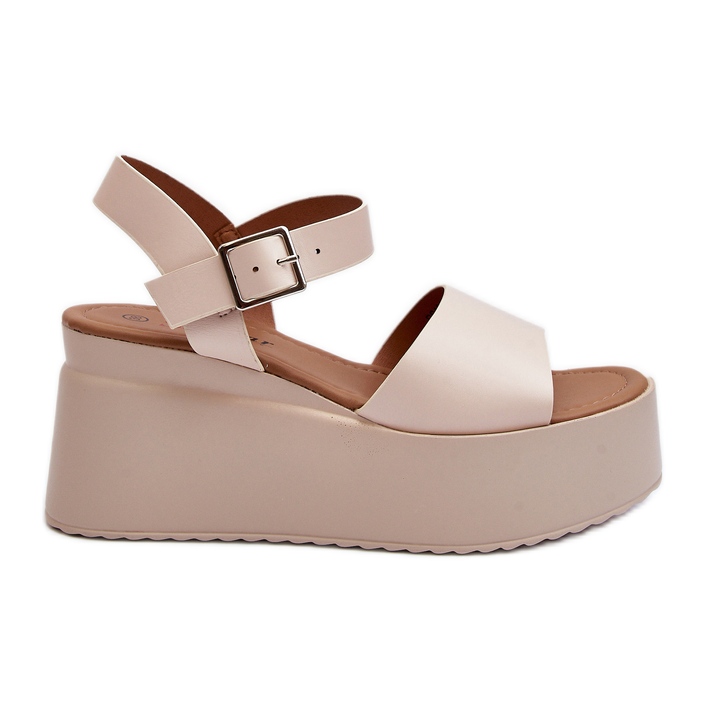 Sandalias Cuña Mujer Geferia Beige