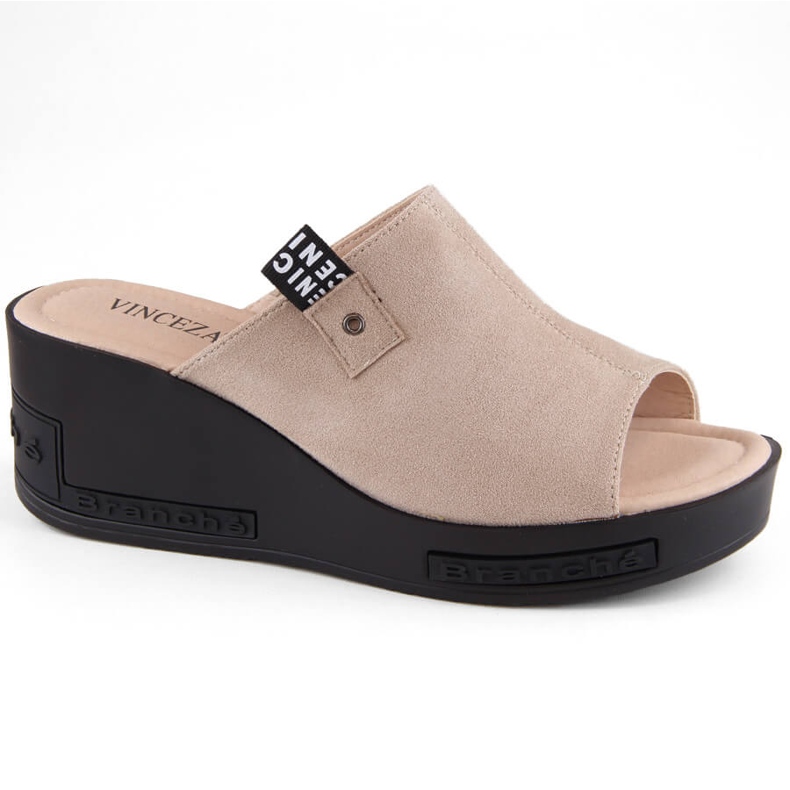 Pantuflas cuña mujer ante beige Vinceza 58291