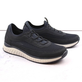 Zapatos slip-on cómodos calados para hombre, azul marino, Rieker B0655-14