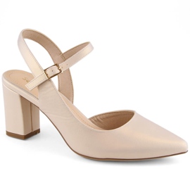 Sandalias formales de mujer con tacón beige perla Sergio Leone SK446