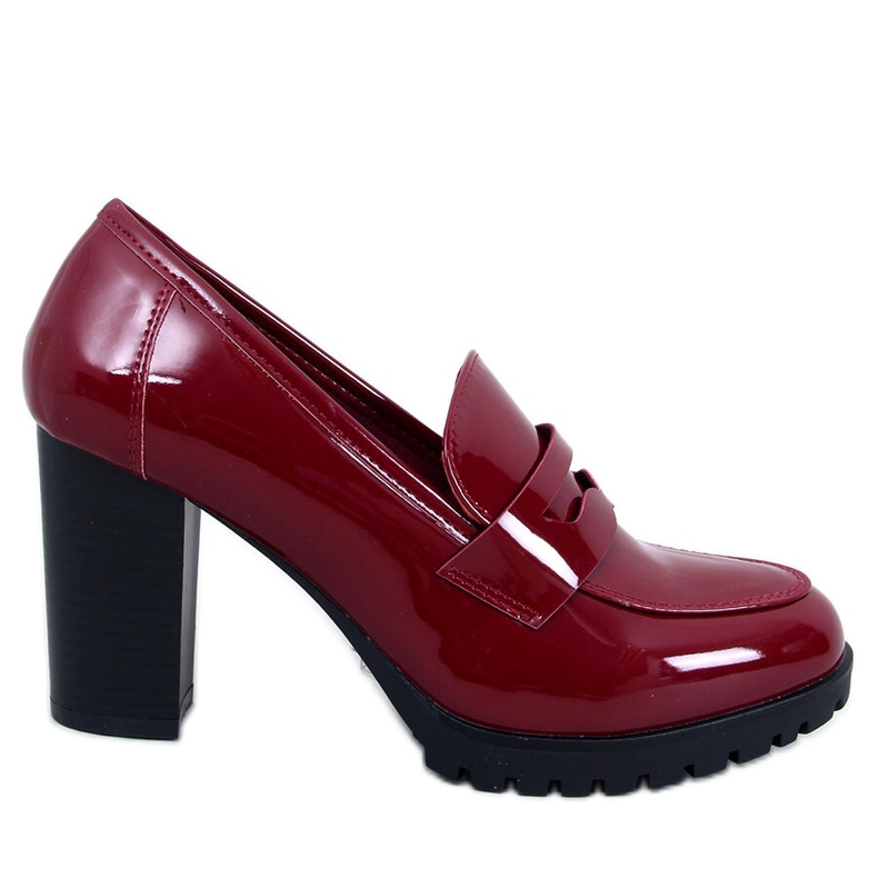 Mocasines Jeffis Wine Red con tacón charol rojo Mocasines Jeffis Wine Red con tacón charol rojo