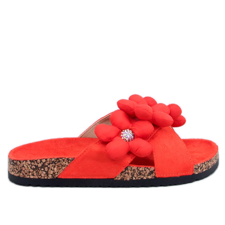 Chanclas de corcho con flores cojín Charss Orange naranja