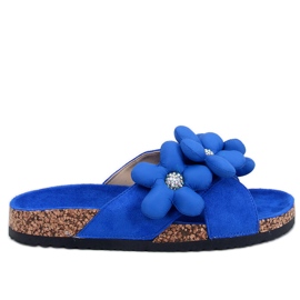 Chanclas de corcho con flores cojín Charss Blue azul