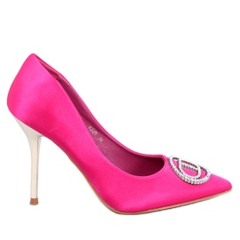 Tacones Malconi fucsia con decoración de cristal. rosado