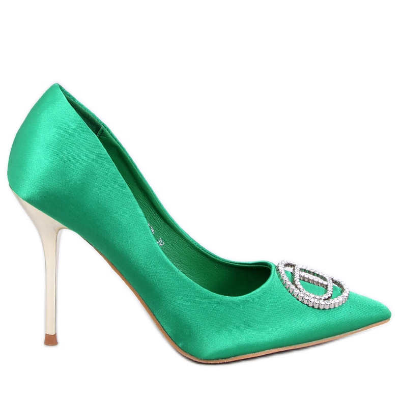 Malconi Tacones verdes con decoración de cristal.