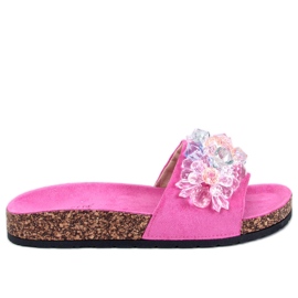 Chanclas de corcho con piedras Maliv Fucsia rosado