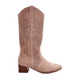 Vinceza Botines Beige Calados Tacón Bajo Walea