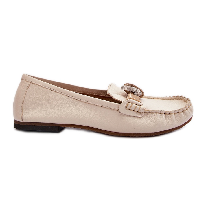 Mocasines Mujer Piel Con Adorno Laura Messi 2761 Beige Claro