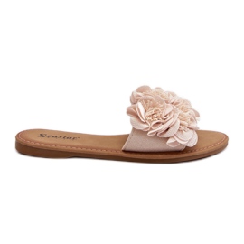 Pantuflas De Mujer Con Flores Beige Eelfan