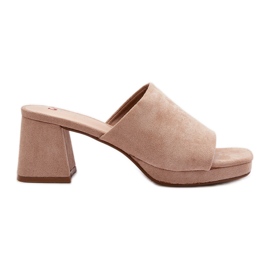 Chanclas de Tacón Alto de Mujer Beige Bralya