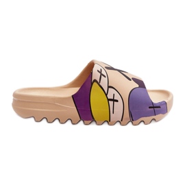 Chanclas De Goma Con Estampado De Monstruos Beige Oscuro