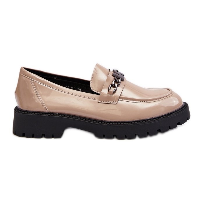 Vinceza Mocasines de Mujer en Piel Charol con Tacón Plano, Beige Ezoma Vinceza Mocasines de Mujer en Piel Charol con Tacón Plano, Beige Ezoma
