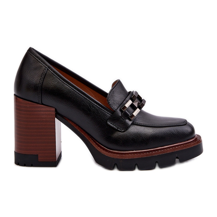 Vinceza Zapatos de salón con tacón enorme y decoración, Black Oradna negro