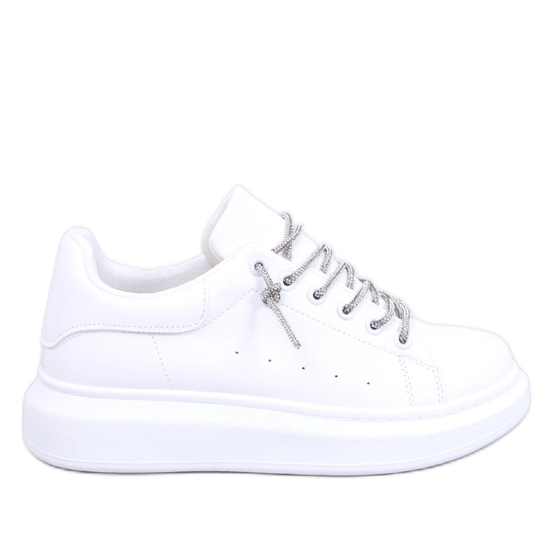 Deportivas con cordones de cristal Serie BLANCO/PLATA