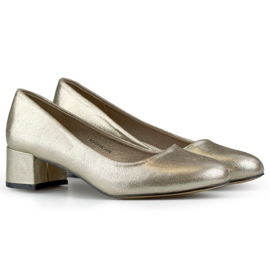 Zapatos brillantes de tacón bajo, zapatos dorados con punta redonda Zapatos brillantes de tacón bajo, zapatos dorados con punta redonda