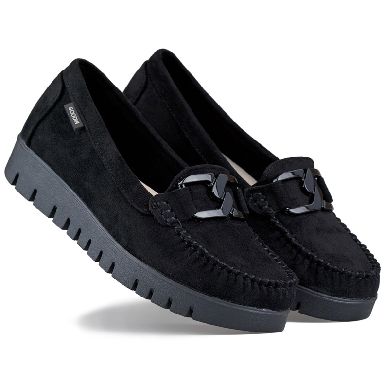 Mocasines negros de mujer con suela cómoda