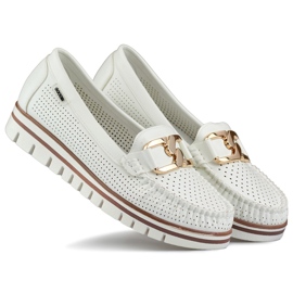 Mocasines de mujer calados cómodos y elegantes, zapatos calados blancos