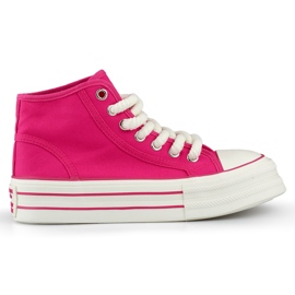 Zapatillas rosas con suela gruesa, zapatillas altas para mujer. rosado