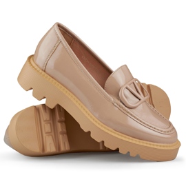 Mocasines mujer charol beige