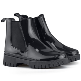 Botas de agua de mujer negras con suela gruesa. negro Botas de agua de mujer negras con suela gruesa. negro
