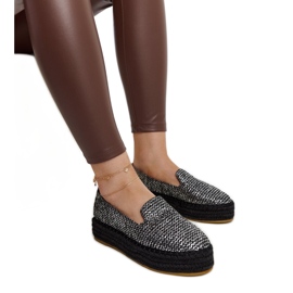 Alpargatas negras decoradas con hilo plateado de Havin negro