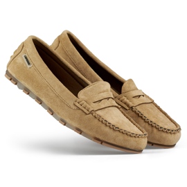 Mocasines mujer ante beige oscuro, mocasines cómodos