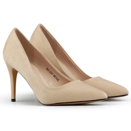 Zapatos de salón stilettos de ante beige
