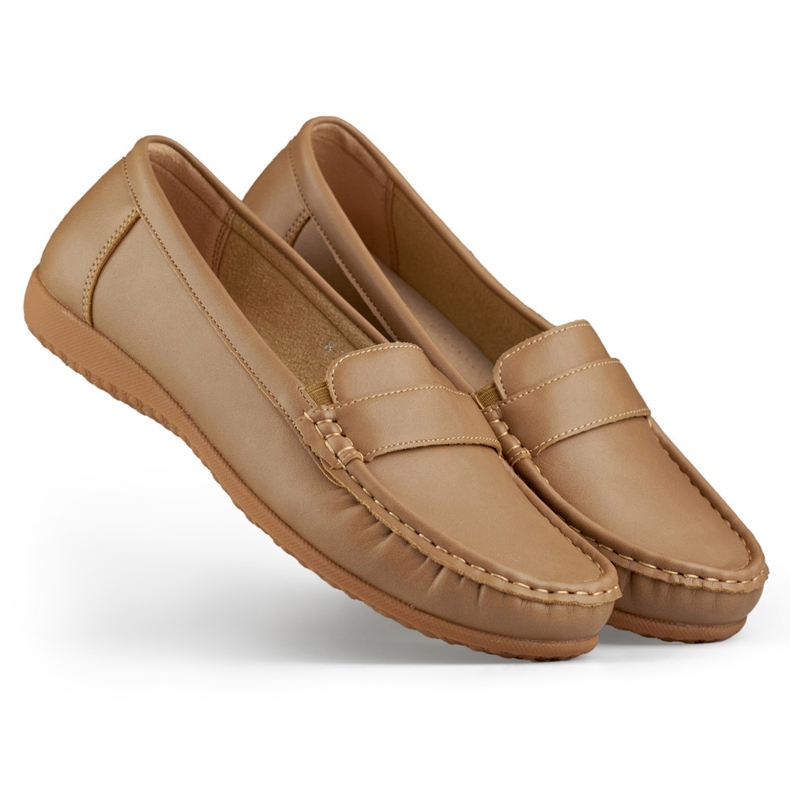 Mocasines de mujer cómodos beige oscuro