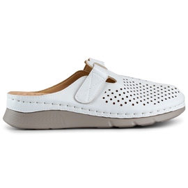 Chanclas cómodas sanitarias para mujer, chanclas caladas, chanclas con velcro blancas blanco