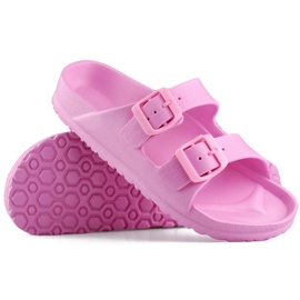 Chanclas rosas con dos hebillas. rosado