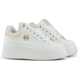Zapatillas blancas con suela gruesa, calzado deportivo para mujer. blanco