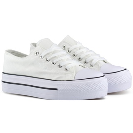 Zapatillas blancas con suela gruesa, zapatillas clásicas de mujer blancas. blanco