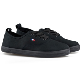 Zapatillas negras con suela negra, zapatillas deportivas de mujer. negro