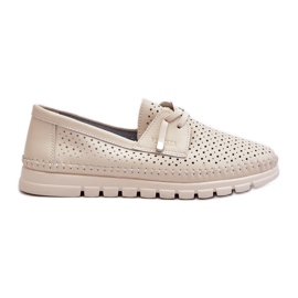 Vinceza Zapatos Mujer Piel Beige Calados Darnissa