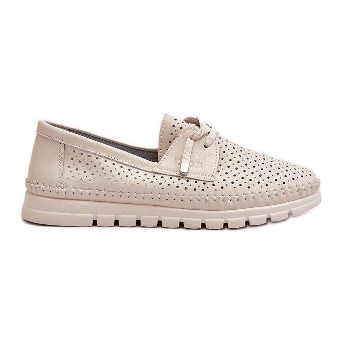 Vinceza Zapatos Mujer Piel Beige Calados Darnissa