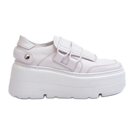 Zazoo 1833 Zapatillas De Mujer De Piel Con Suela Maciza, Blanco
