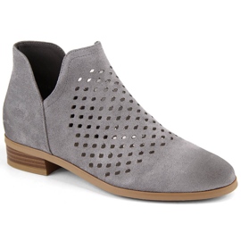 Botines de mujer de ante con abertura, gris Vinceza 58240