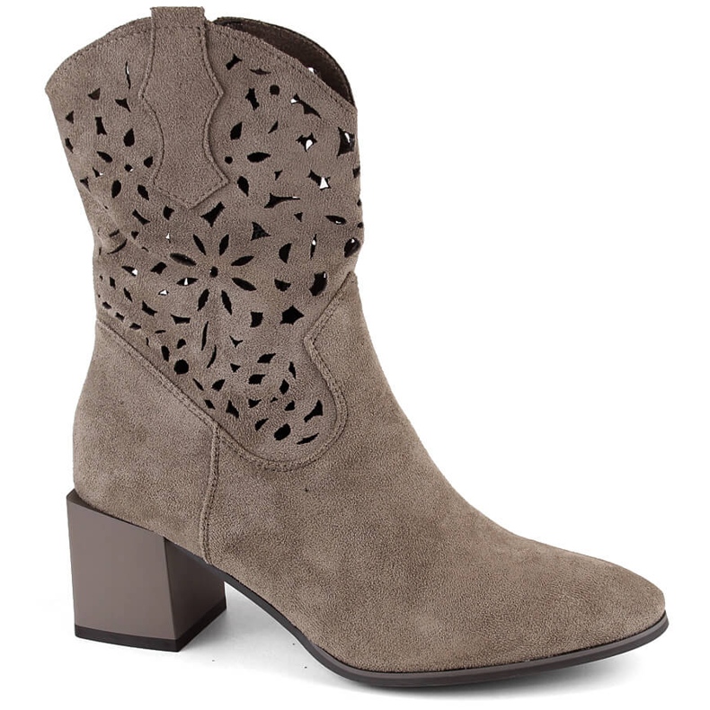 Botas cowboy mujer ante calado marrón Jezzi ASA217-7 beige